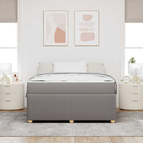 vidaXL Bettrahmen mit Matratze Taupe 140 x 200 cm Stoff