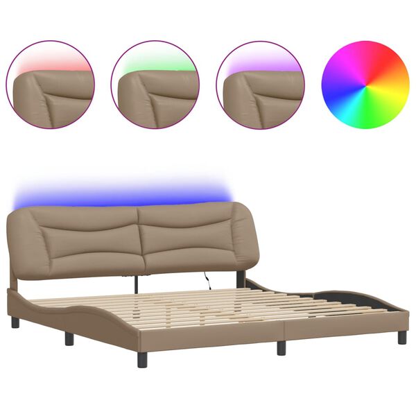 vidaXL Bettgestell mit LED ohne Matratze "Hvar" Cappuccino-Braun 200x200 cm