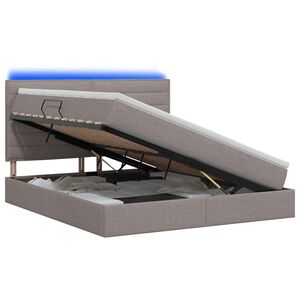 vidaXL LED-Speicherbett mit Matratze Taupe 160 x 200 cm Stoff