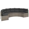 vidaXL Gartensofa mit Kissen Halbrund Grau Poly Rattan