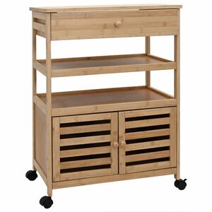 vidaXL K&uuml;chenwagen mit R&auml;dern Natur 59,5 x 36 x 82 cm Bambus
