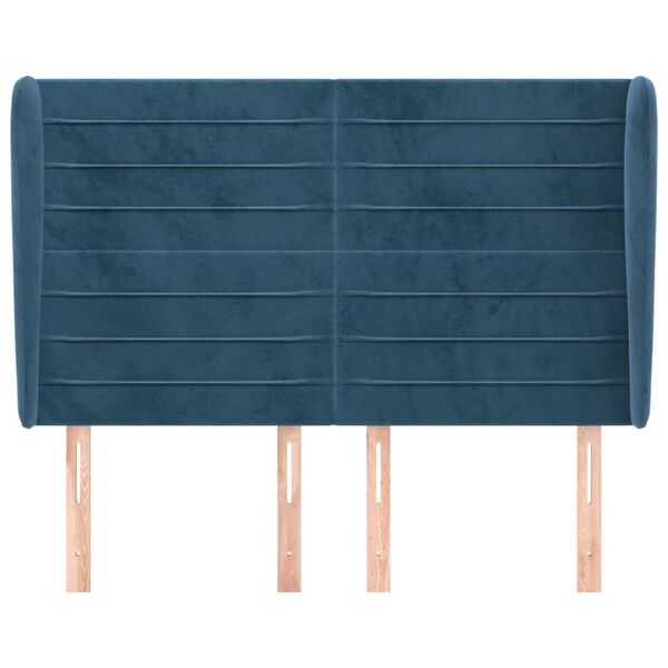 vidaXL Kopfteil mit Ohren Dunkelblau 147x23x118/128 cm Samt