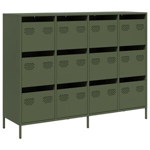 vidaXL Sideboard Olivgr&uuml;n 135x39x103,5 cm Kaltgewalzter Stahl