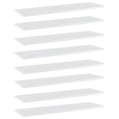 vidaXL Bücherregal-Bretter 8 Stk. Hochglanz-Weiß 100x30x1,5 cm