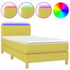 vidaXL Boxspringbett mit Matratze & LED Gr&uuml;n 90x190 cm Stoff