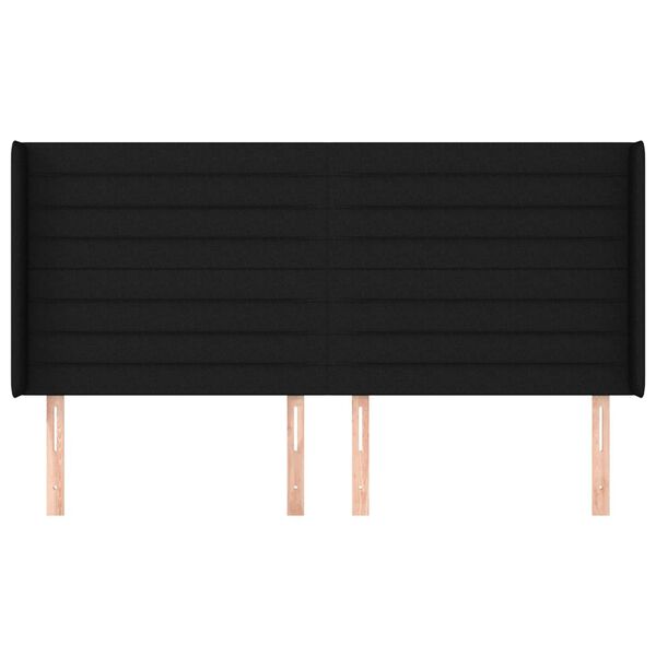 vidaXL Kopfteil mit Ohren Schwarz 203x16x118/128 cm Stoff