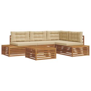 vidaXL Outdoor-Sofagarnitur mit Kissen 5 St&uuml;ck Natur und Beige