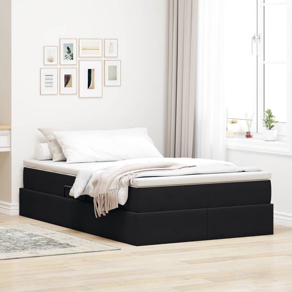 vidaXL Aufbewahrungsbett mit Matratze Schwarz 120 x 190 cm Samt
