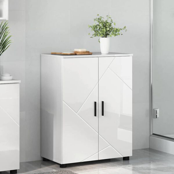 vidaXL Badezimmerschrank mit Speicher Hochglanz Wei&szlig; 60 x 35 x 80 cm