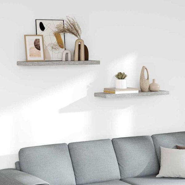 vidaXL Schweberegale 2 Stk. Betongrau 80x23,5x3,8 cm MDF
