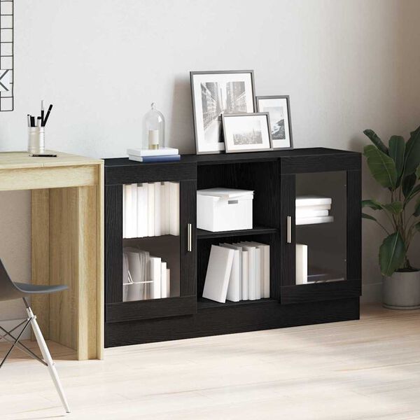 vidaXL Sideboard Schwarz Eichen-Optik 120 x 30,5 x 70 cm Holzwerkstoff