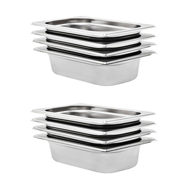 vidaXL Gastronormbeh&auml;lter 8 Stk. GN 1/4 65 mm Edelstahl