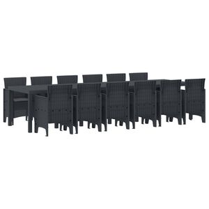 vidaXL Garten Essgruppe 13 pcs Anthrazit Polt Rattan