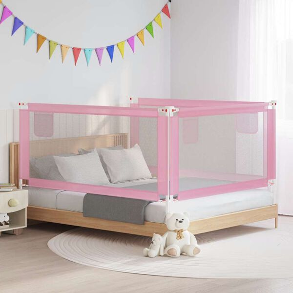 vidaXL Kleinkind-Bettschutzgitter Rosa 180x25 cm Stoff