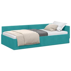 vidaXL Eckbettgestell T&uuml;rkis 100 cm x 200 cm SamtundSperrholz