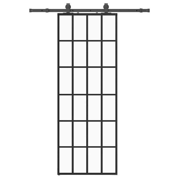 vidaXL Schiebetür mit Beschlag Schwarz 76x205 cm ESG-Glas