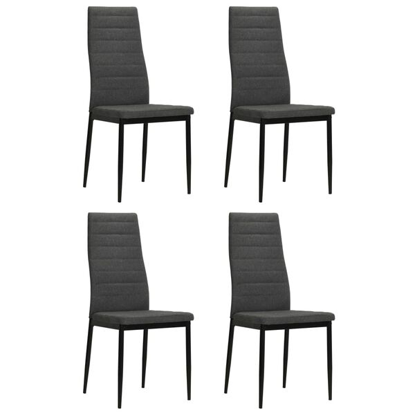 vidaXL Esszimmerst&uuml;hle 4 Stk. Grau Massivholz Gummibaum und Stoff