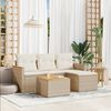 vidaXL 5-tlg. Garten-Sofagarnitur mit Kissen Beige Poly Rattan