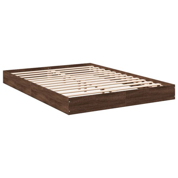 vidaXL Bettgestell Braun Eichen-Optik 135x190 cm Holzwerkstoff