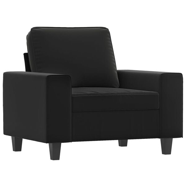 vidaXL Sessel mit Hocker Schwarz 60 cm Mikrofasergewebe