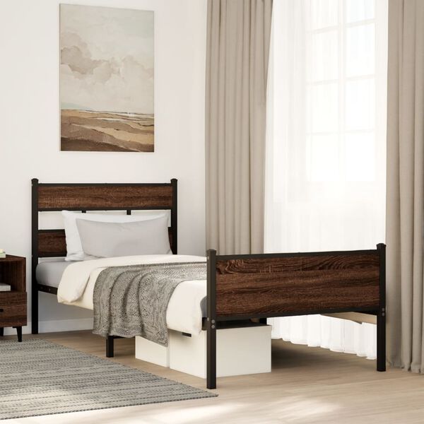 vidaXL Bettgestell ohne Matratze Braun Eiche 90x190 cm Holzwerkstoff