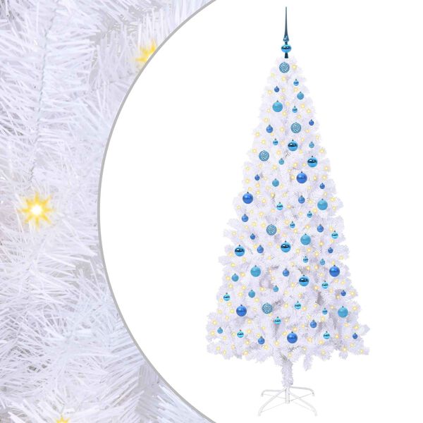 vidaXL K&uuml;nstlicher Weihnachtsbaum Wei&szlig; 210 cm PVC und Stahl