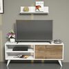 Homemania TV-Schrank Party 120x29,7x48,6 cm Wei&szlig; und Walnuss