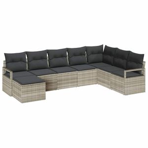 vidaXL Sofa Set 7 stk. Hellgrau [Synthetisch]: Poly Rattan