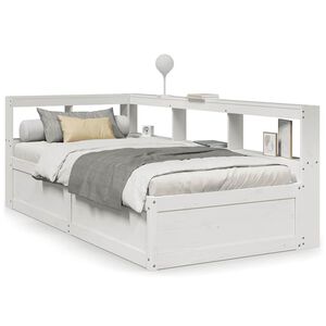 vidaXL Massivholzbett mit Regal ohne Matratze Wei&szlig; 75x190 cm Kiefer