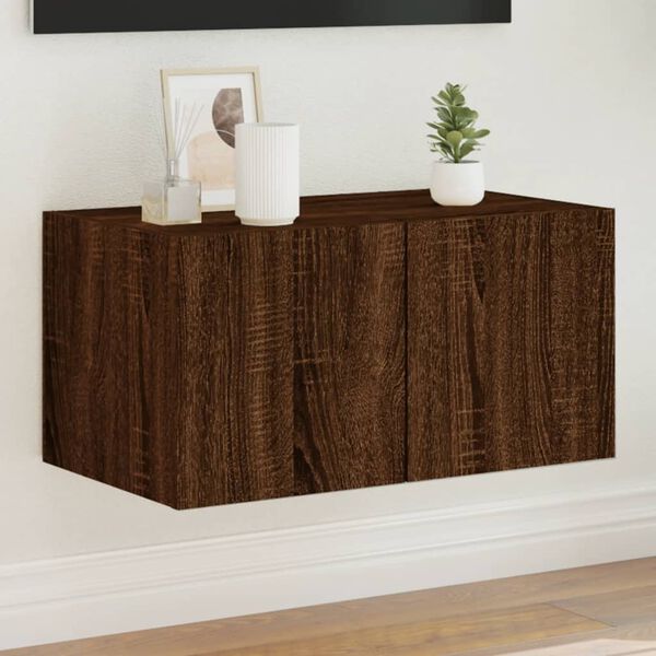 vidaXL TV-Wandschrank mit LED-Leuchten Braun Eichen-Optik 60x35x31 cm