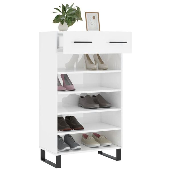 vidaXL Schuhschrank Hochglanz-Wei&szlig; 60x35x105 cm Holzwerkstoff