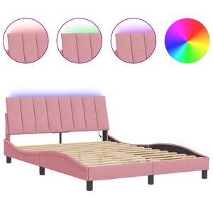 vidaXL Bettgestell mit LED ohne Matratze "Hanko" Rosa 120x200 cm Samt