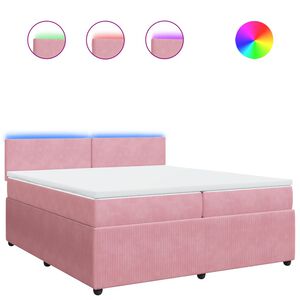 vidaXL Boxspringbett mit Matratze Rosa 200x200 cm Samt