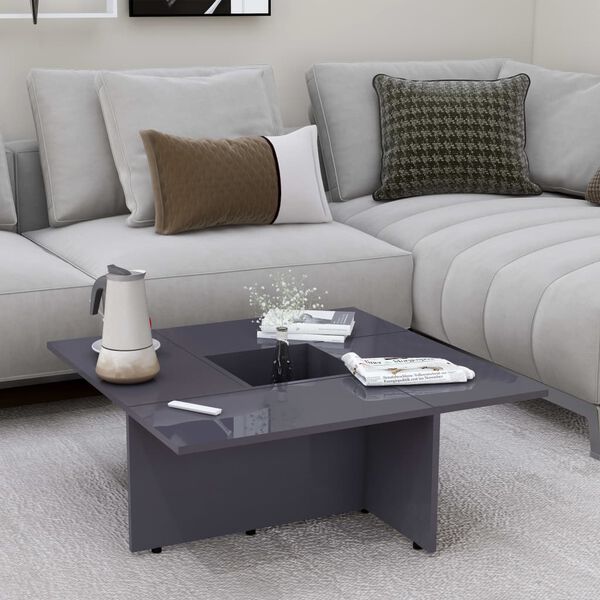vidaXL Couchtisch Hochglanz-Grau 79,5x79,5x30 cm Holzwerkstoff