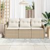 vidaXL Gartensofa-set mit Kissen 3 pcs Beige Poly-Rattan