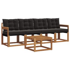 vidaXL Outdoor-Sofagarnitur mit Kissen 5 pcs Nat&uuml;rlich und Schwarz