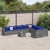 vidaXL 10-tlg. Garten-Sofagarnitur mit Kissen Grau Poly Rattan