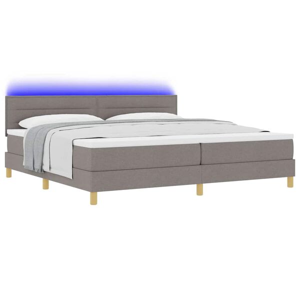 vidaXL LED Boxspringbett mit Matratze mit LED Taupe 200 x 200 cm Stoff