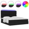 vidaXL Ottoman-Bett mit Matratze & LEDs Schwarz 180x200 cm Stoff