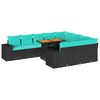 vidaXL 11-tlg. Garten-Sofagarnitur mit Kissen Schwarz Poly Rattan