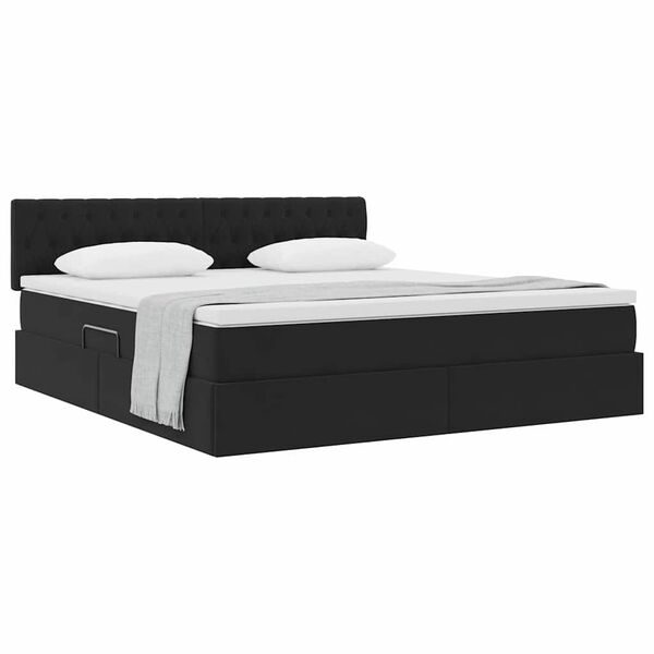 vidaXL Aufbewahrungsbett mit Matratze Schwarz 160 x 200 cm Samt