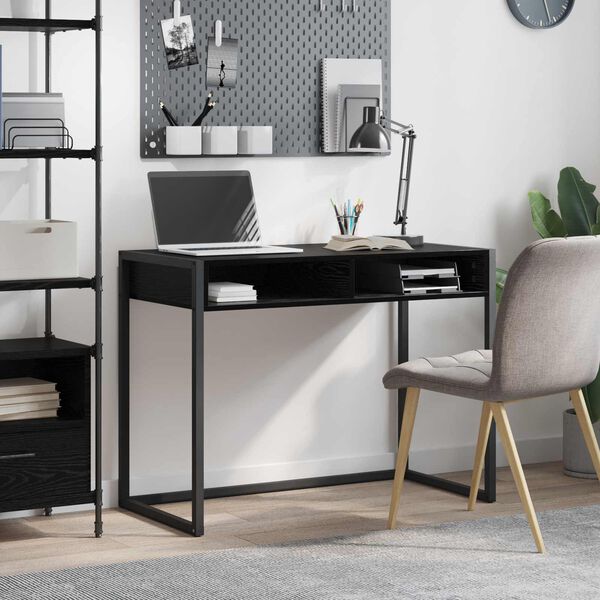 vidaXL Schreibtisch mit Speicher Schwarz Eichen-Optik 100 x 50 x 75 cm