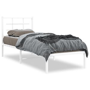 vidaXL Metallbett ohne Matratze mit Kopfteil Wei&szlig; 75x190 cm