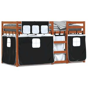 vidaXL Etagenbett ohne Matratze Braun & Schwarz 90x200 cm Massivholz Kiefer