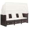 vidaXL Ausziehbares 3-Sitzer-Schlafsofa mit Dach Poly Rattan Braun