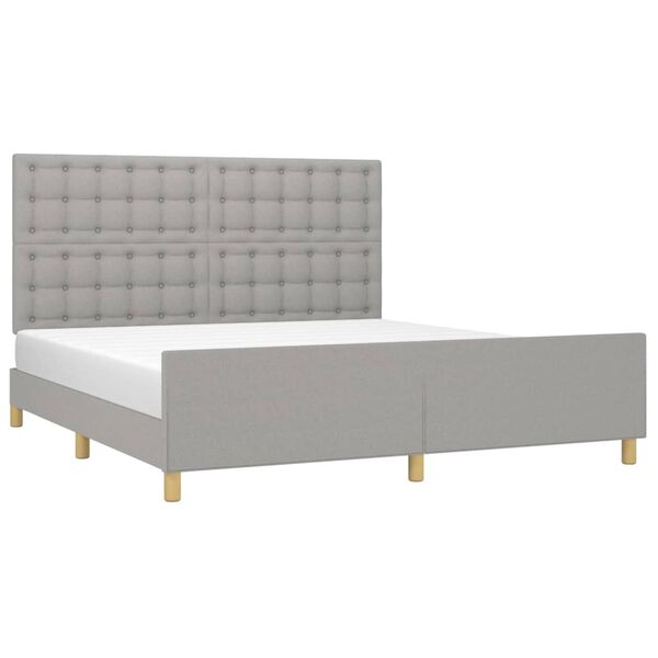 vidaXL Bettgestell mit Kopfteil Hellgrau 180x200 cm Stoff