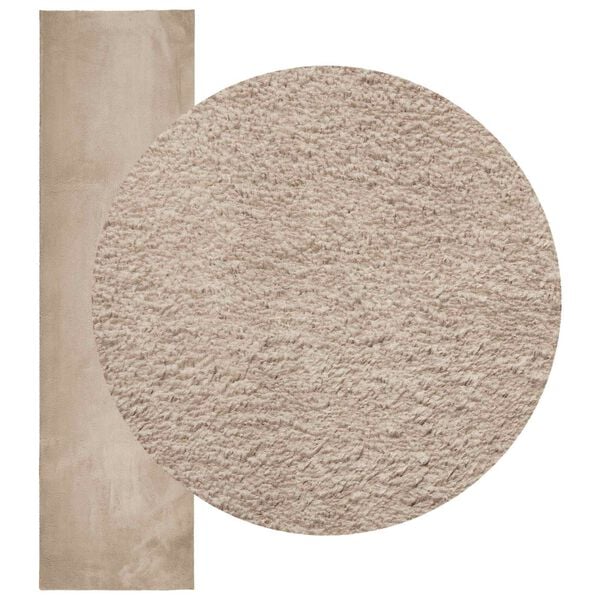 vidaXL Mittlerer Flor weicher und waschbarer Teppich HUARTE Sand