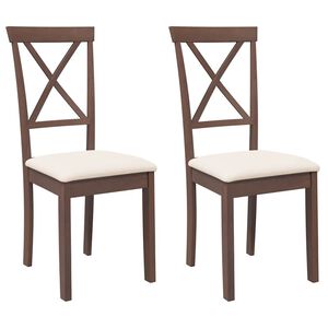 vidaXL Esszimmerst&uuml;hle mit Kissen 2 Stk. Braun Massivholz Gummibaum
