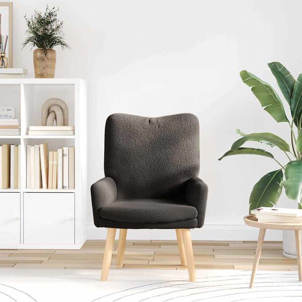 vidaXL Sessel Dunkelgrau 63 x 67 x 94 cm Schafstoff und Sperrholz