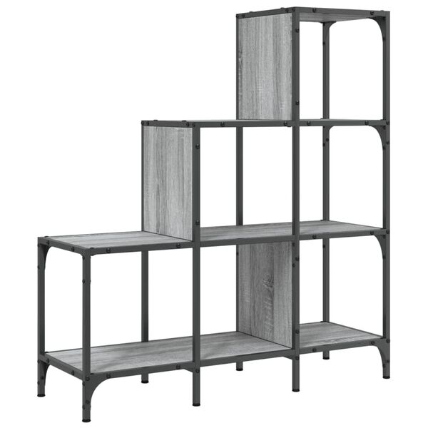 vidaXL Bücherregal Grau Sonoma 92x30x102 cm Holzwerkstoff und Metall